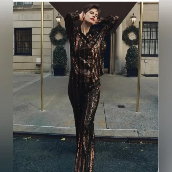 NWT Zara Luxury Party Blogger’s and Celebrity Favorite Sequin Shirt/Top